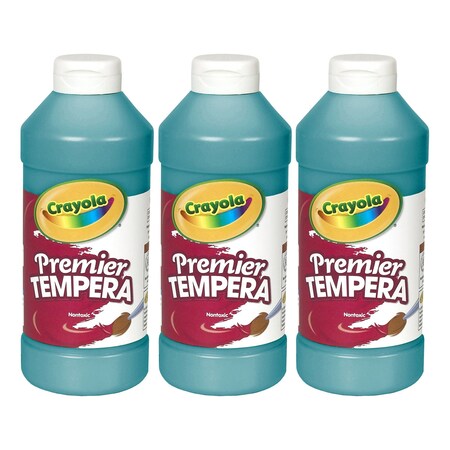 Crayola Premier Tempera Paint, 16 oz, Turquoise, 3PK 541216048